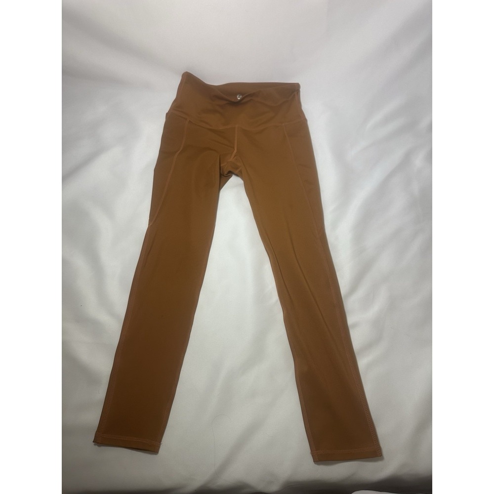 LegEnd Active Leggings Womens M Rust Orange High Rise Yoga Pants Pockets